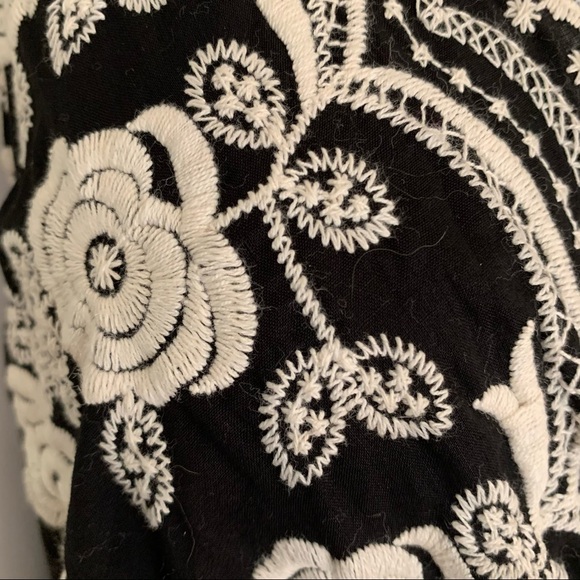 KAREN KANE Embroidered Floral Sleeveless Dress Cotton Black & Creme - Picture 10 of 16